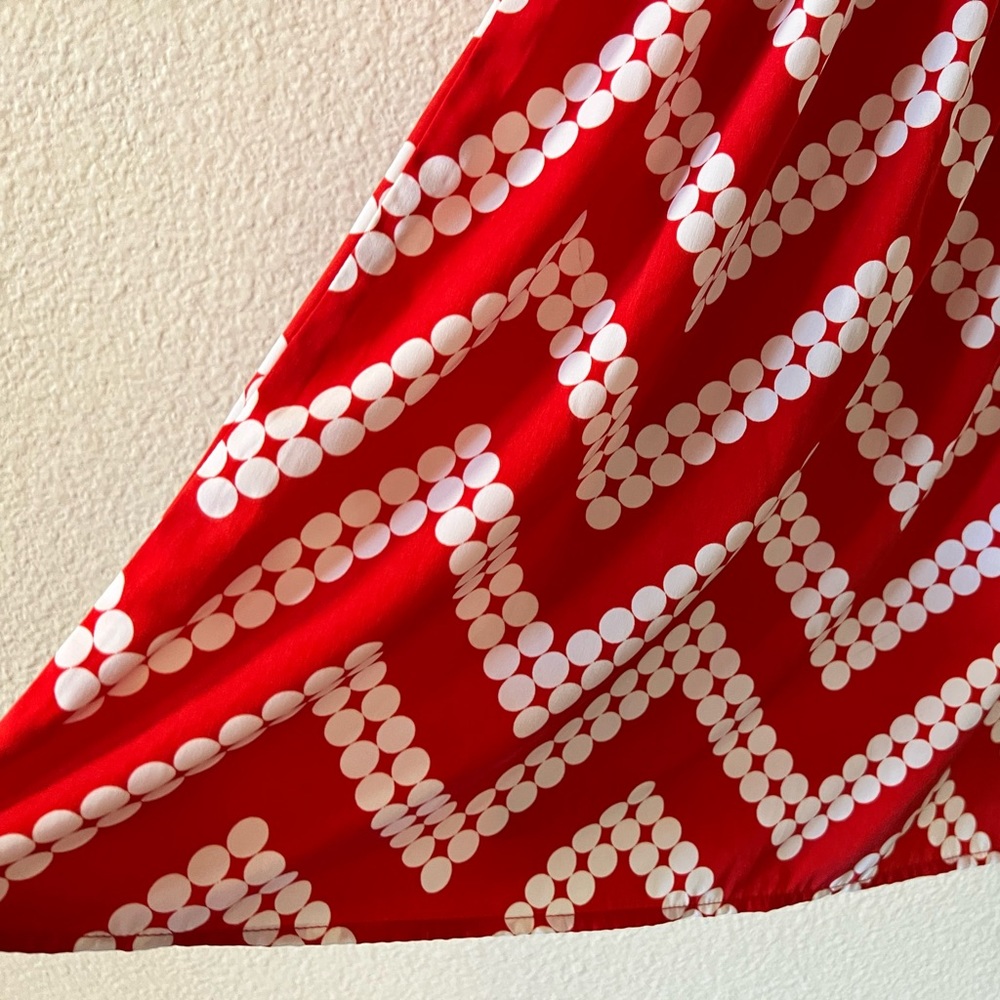 Red dress with white chevron dot print by Pink Owl, size S - Picture 4 of 9